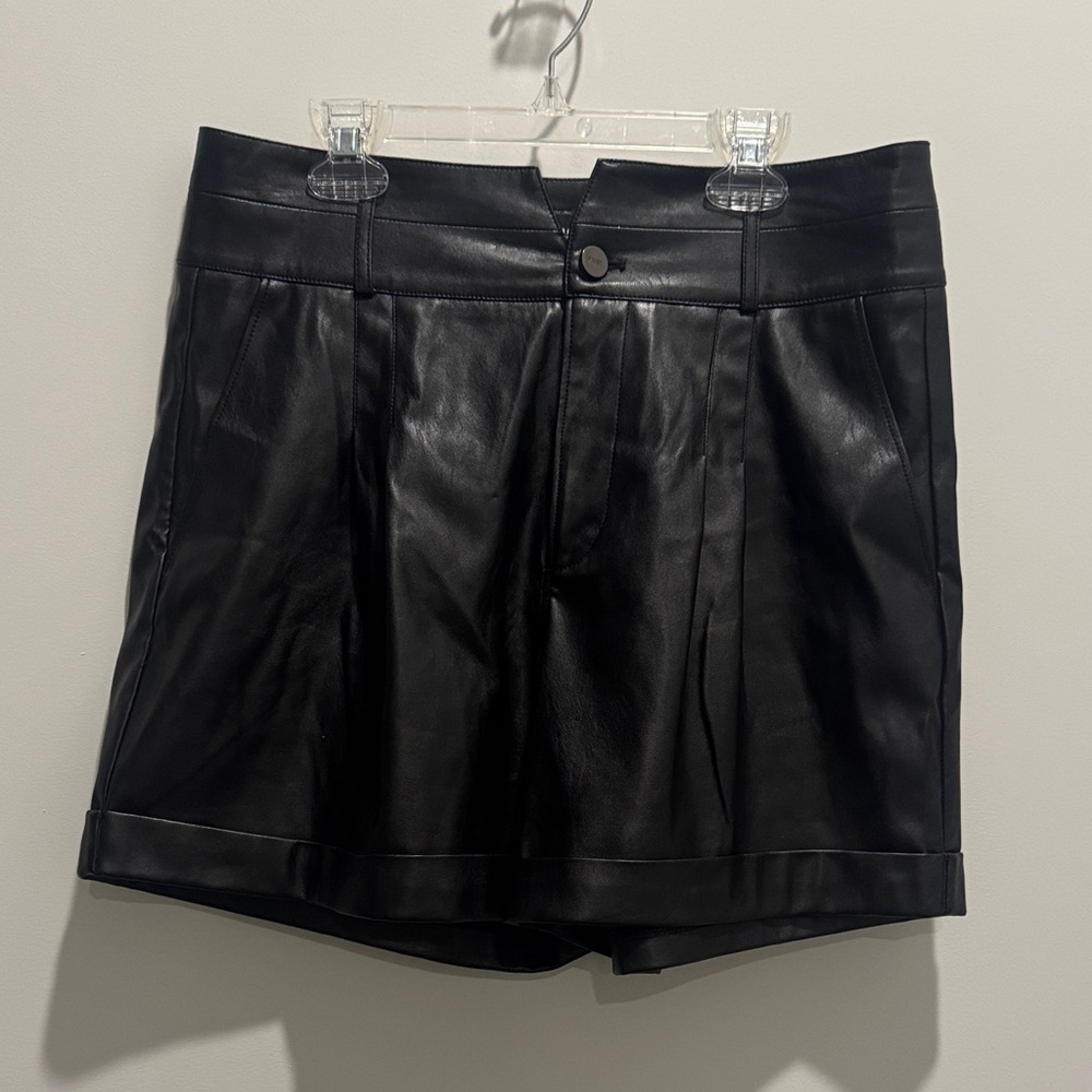 PAIGE Black Leather Shorts